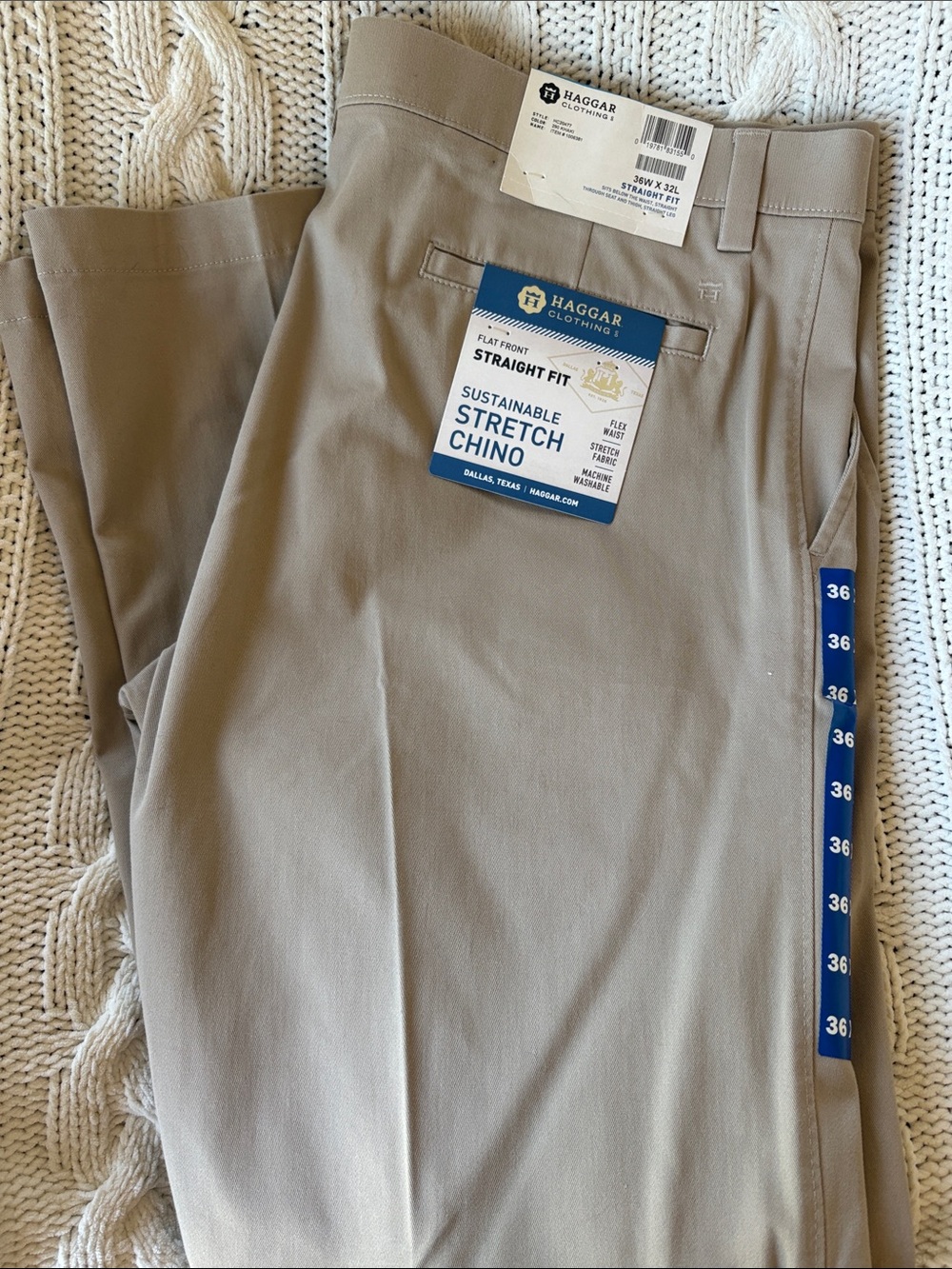 Haggar Stretch Straight Fit Chinos in Light Khaki